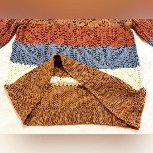 Hem & Thread Striped Multicolor Women's Fall Autumn Cozy Sweater Size Large - Picture 16 of 16